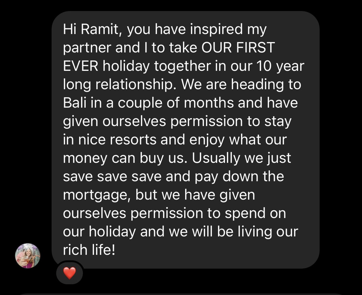 This is what happens when you remember that the point of money isn’t merely to save it — it’s to live a Rich Life

Yes, know your numbers, and know them well. 

And then use money to live an amazing, incredible, generous, spontaneous Rich Life with people you love