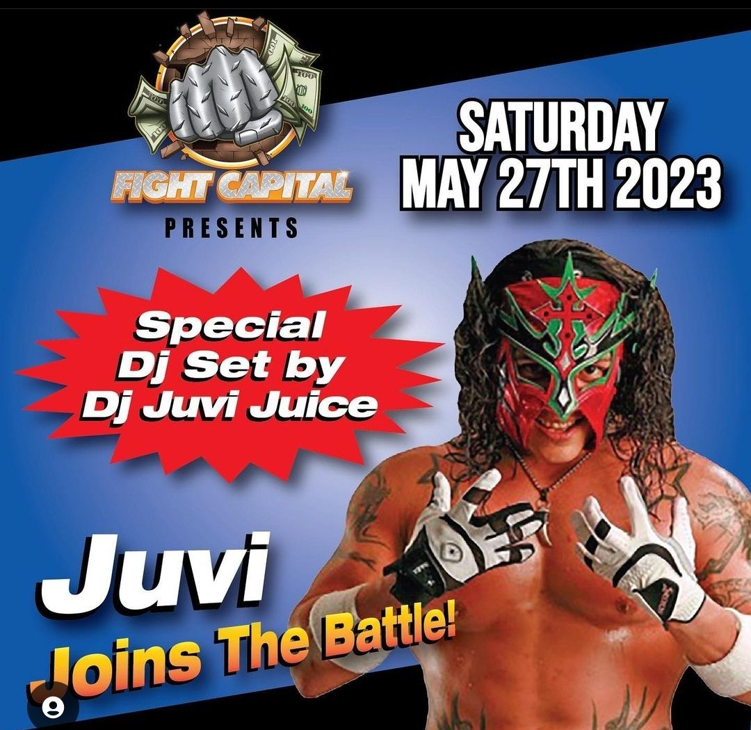 JUVENTUDGUERRE2's tweet photo. #HOY en #LasVegas TODAY at 10 pm The Best Lucha action #TheNoNStopAction con #TheJuice #JUVENTUDGUERRERA #DJJUICE
#djparty #luchaparty #TheMostElectrofyhiflyer in the World @nerdbarlv #elceodelaluchalibre #wrestling
#dobleornothing #AEW #lasvegas
#LETSGETJUICY https://t.co/pvJAoaHtJX