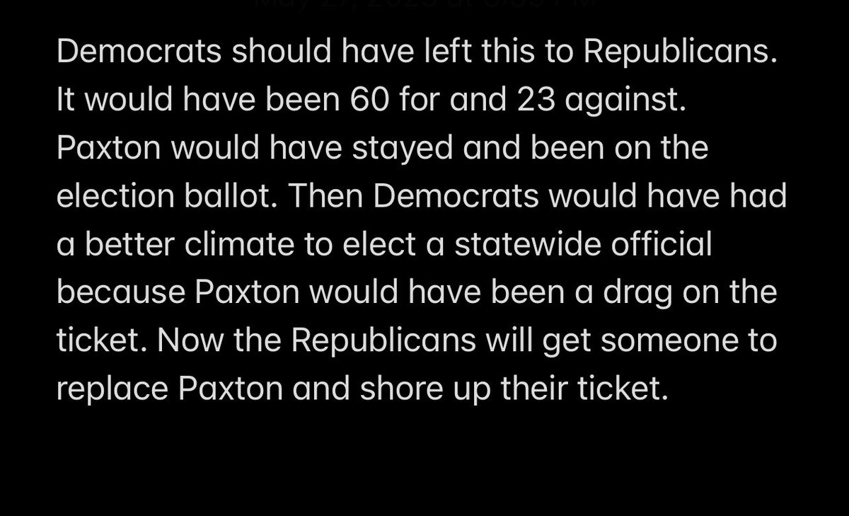 Regarding my vote on the Attorney General Paxton impeachment vote. #txlege