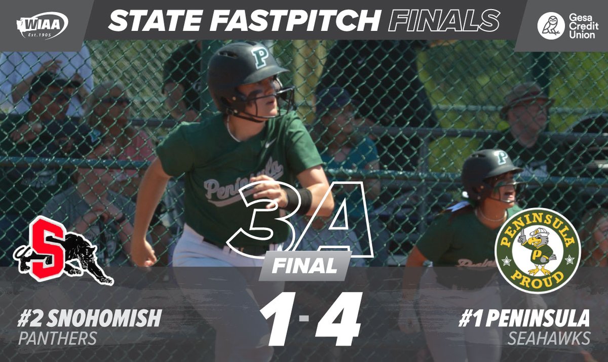 3A State Fastpitch Softball Championship:

Peninsula 4
Snohomish 1.

#wastatefastpitch