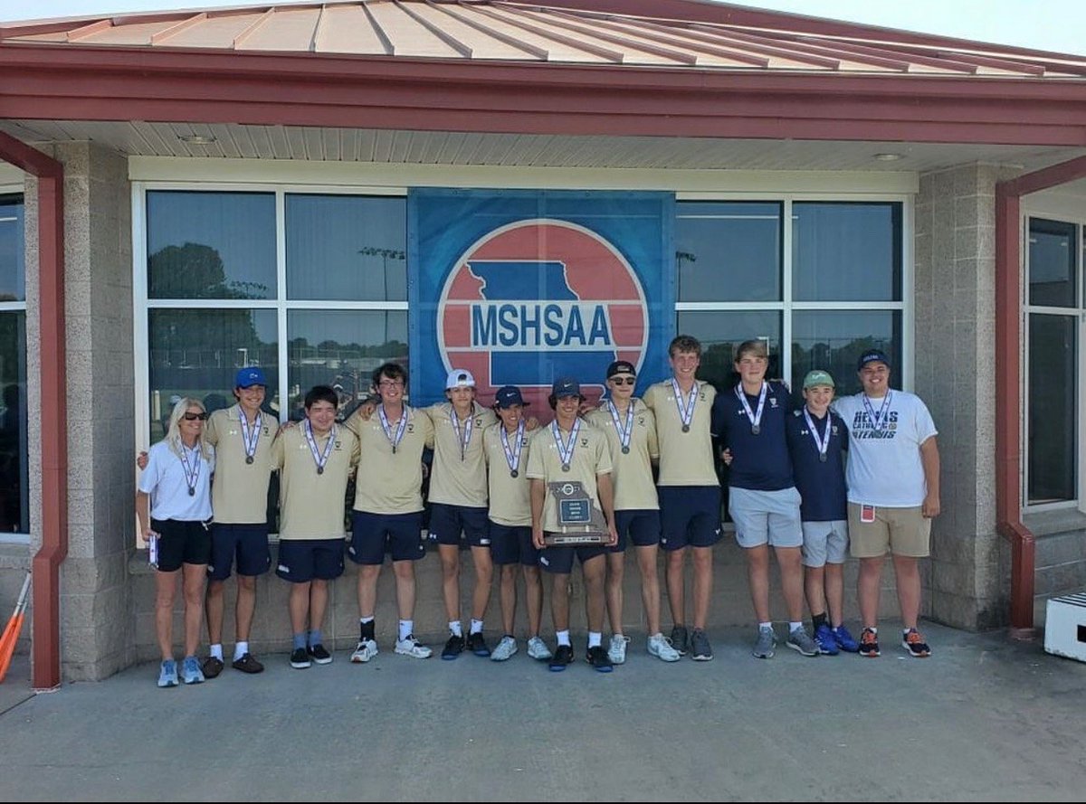 Wow! What an amazing season! This team breaks the school record of most season match wins, 18-2. 
Placing 2nd in team state is the highest a Helias tennis team has ever finished! Congratulations! To God be the glory forever and ever, Amen #SaderStrong