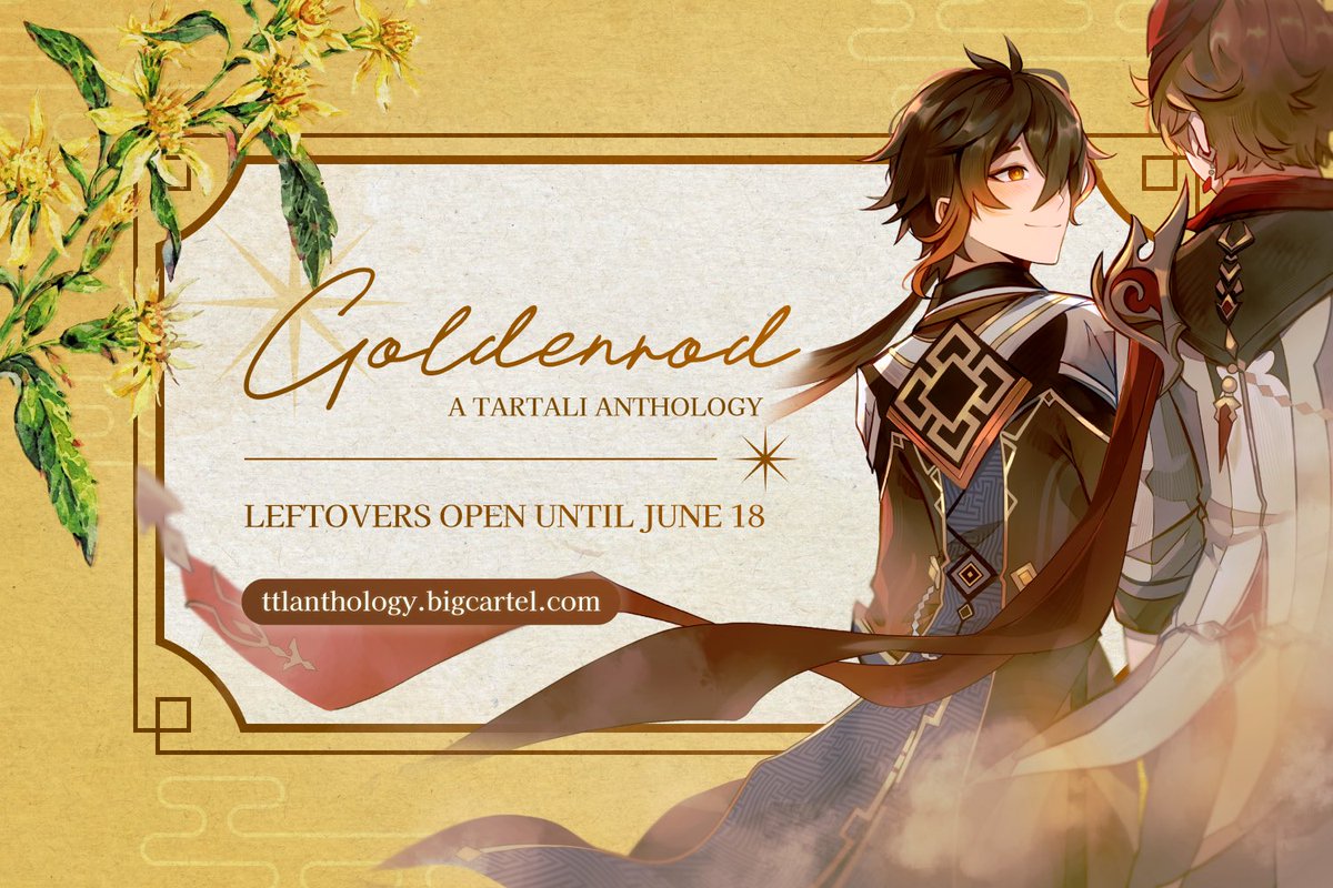 ttlanthology's tweet photo. 🌾 LEFTOVERS OPEN 🌾

Aftersales are open for Goldenrod, a Tartali Anthology! Our zines and a selection of our merch are available for purchase~ ✨ Stock is limited and first-come-first-served, so don't dally too long!

🛒: https://t.co/693KKDyb8O
📆 Close: 18 June, 23:00 CDT https://t.co/e7mV5w6EWK