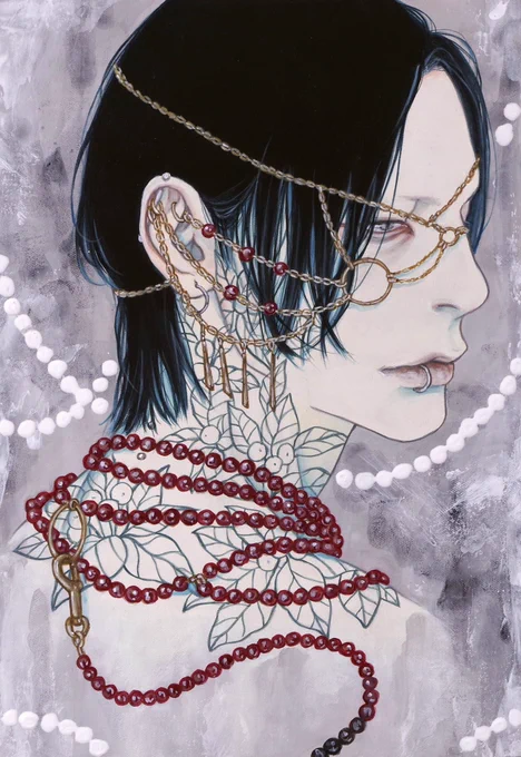 個展「彼我の境」  本日いよいよ最終日です。 会場で作品をご鑑賞頂けるのは19時までですのでお気をつけ下さい  gallery cafeBar冥 gallerycafebar-mei.com  「悪意の境」「善意の境」 黒い実が対照的な赤い実に変化する"ブラックパール"という観賞用トウガラシがモチーフになっています