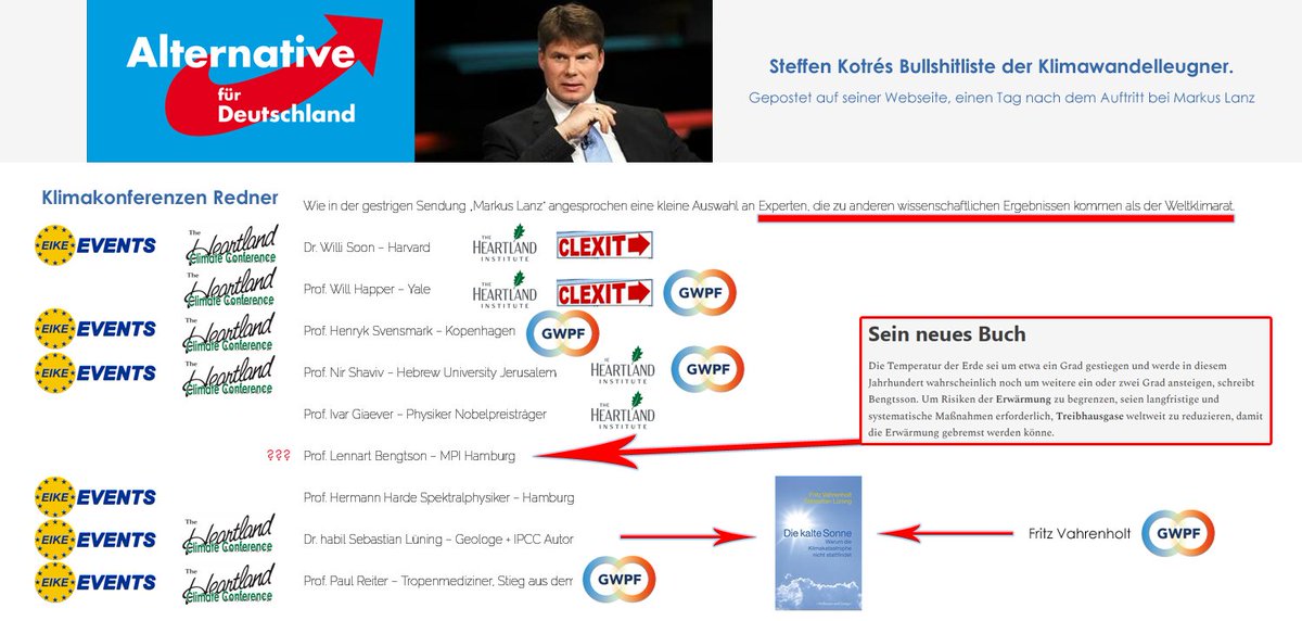 1vX/ Kurz mal über die von #SteffenKotré (#AfD) gepostete Liste der angeblichen 'Experten' geguckt. Alles bis auf einen bekannte #Klimawandelleugner aus dem Umfeld bekannter Klimawandelleugner-Organisationen wie #EIKE, #Heartland, #GWPF und #Clexit. #Lanz