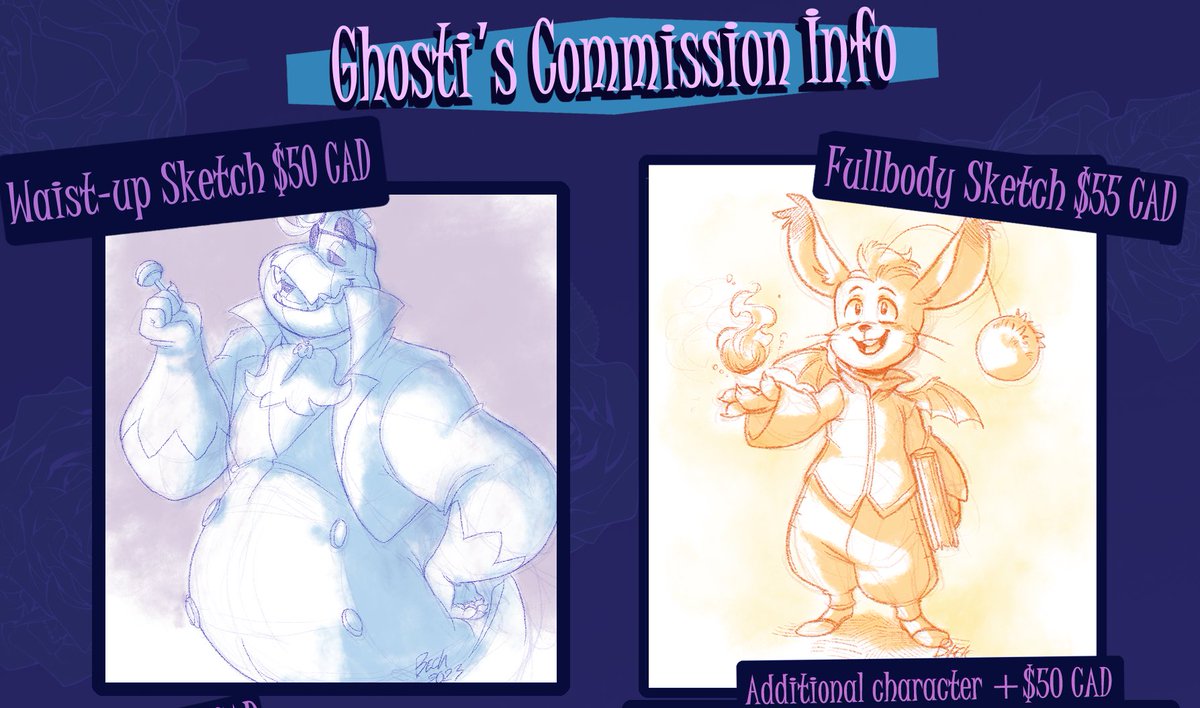 GhostlyGhosti's tweet photo. We back at it again! Commissions are ready and open! Dm or email me if interested or have any questions about them!! https://t.co/UmnfIuiomw