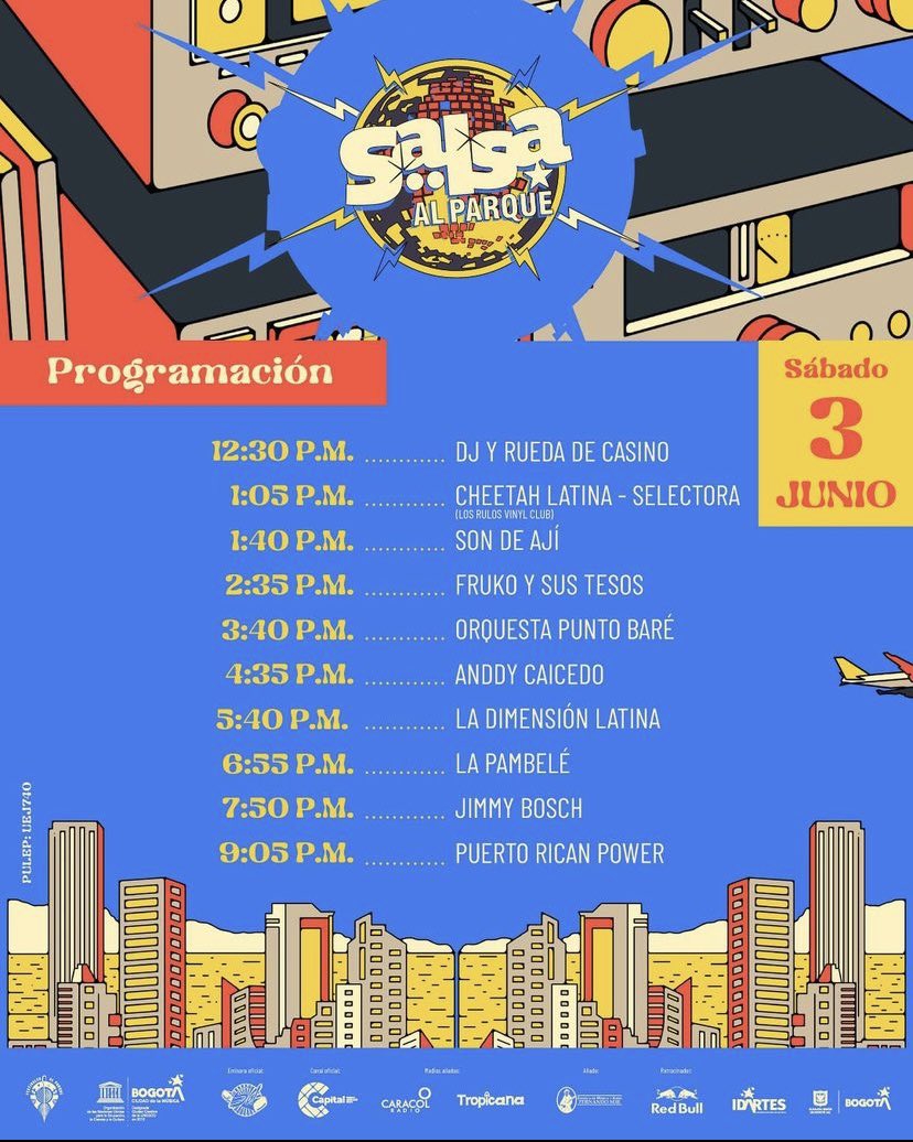 LaudEstereo's tweet photo. 🕺¡Ya tenemos programación! 💃Aquí te contamos cuales son los artistas que se presentarán el sábado 3  y 4 de junio en #SalsaAlParque2023 🪩 

Cuéntanos, ¿Cuál es tu favorito? @idartes @fsalsaalparque #LAUDesSALSA #PonteenClave https://t.co/doKWtC0MYx