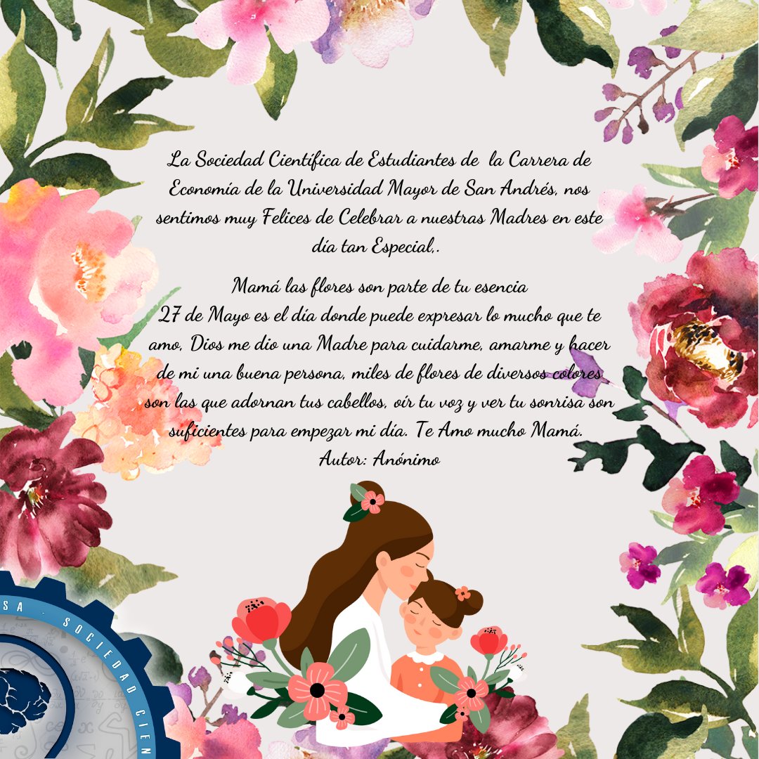 socienceumsa's tweet photo. #27deMayo | ¡𝗙𝗲𝗹𝗶𝘇 𝗱𝗶́𝗮 𝗱𝗲 𝗹𝗮 𝗠𝗮𝗱𝗿𝗲! 🌹

Hoy en su día le mandamos las mas grandes felicitaciones a todas nuestras madres que siempre han sabido demostrar ser guerreras en esta vida.❤️💐

𝓕𝓔𝓛𝓘𝓒𝓘𝓓𝓐𝓓𝓔𝓢 𝓜𝓐𝓜Á 🌹 🎀🎁🎈

#UMSA
#Socience_UMSA https://t.co/WM0GqPkbpl