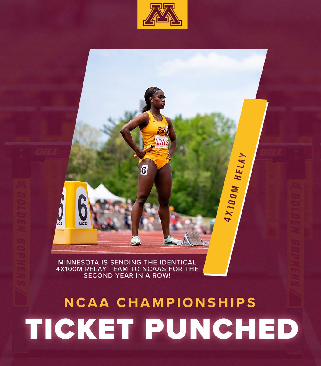 BACK TO NATIONALS!! 

The #Gophers 4x1 team of Odell Frye, Lauren Hansen, Akilah Lewis and Amira Young are ATX bound with a time qualifier of 43.86! #ncaaTF