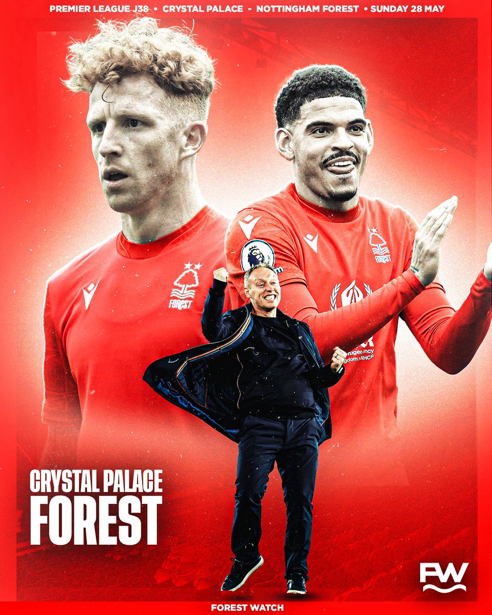 𝐈𝐓'𝐒 𝐆𝐀𝐌𝐄𝐃𝐀𝐘! 🔥

Last game of the season for Nottingham Forest 🙌

🏆 Premier League
🆚 Crystal Palace
🏟️ Selhurst Park
⌚ 4:30 pm

#NFFC | #CRYNFO
