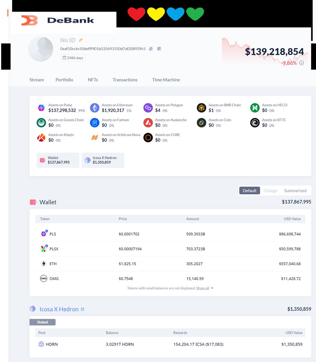 yourfriendSOMMI's tweet photo. ❤💛💚💙

DeBank now supports #PulseChain Portfolio viewing, even includes Liquidity-Providing Farms!

DeBank also has a Phone App 📱

Paste your Ethereum address in the "HERE" part:
https://t.co/3kmXsVN2so

GODWHALE:
https://t.co/kSeVTeIY1M

$HEX(eth), $HEX (pls), $PLS, $PLSX https://t.co/vio6eE1Grz