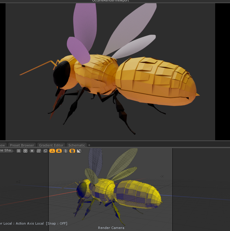 RFTobar's tweet photo. Short stream. Some more updates. spent most of my time on the body and wings. Next is working more on the abdomen, head, legs, then finally texturing. https://t.co/tBRfPpo5EP . #honeybee #twitch #twitchstreamer #3dart #modo #octane #postlowpoly #nftart #animalart #lowpoly https://t.co/ZTCFsHsXag