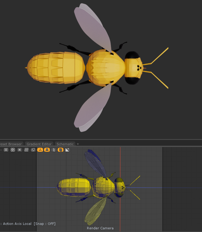 RFTobar's tweet photo. Short stream. Some more updates. spent most of my time on the body and wings. Next is working more on the abdomen, head, legs, then finally texturing. https://t.co/tBRfPpo5EP . #honeybee #twitch #twitchstreamer #3dart #modo #octane #postlowpoly #nftart #animalart #lowpoly https://t.co/ZTCFsHsXag