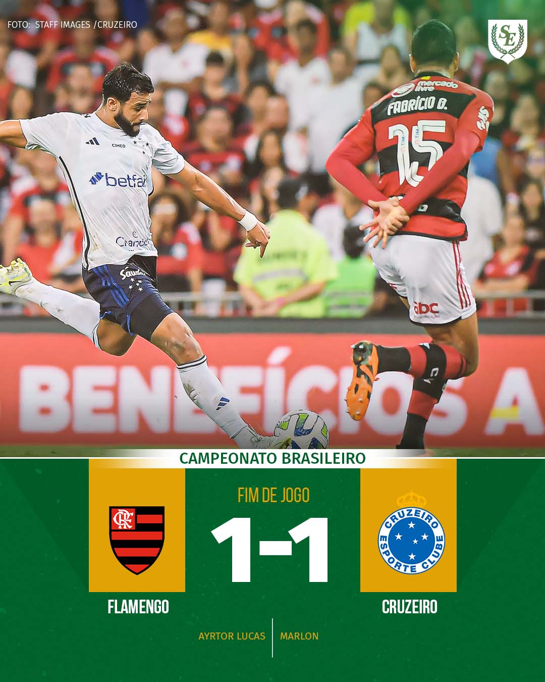 Cruzeiro anula o Flamengo, mas perde gols e empata no Maracanã