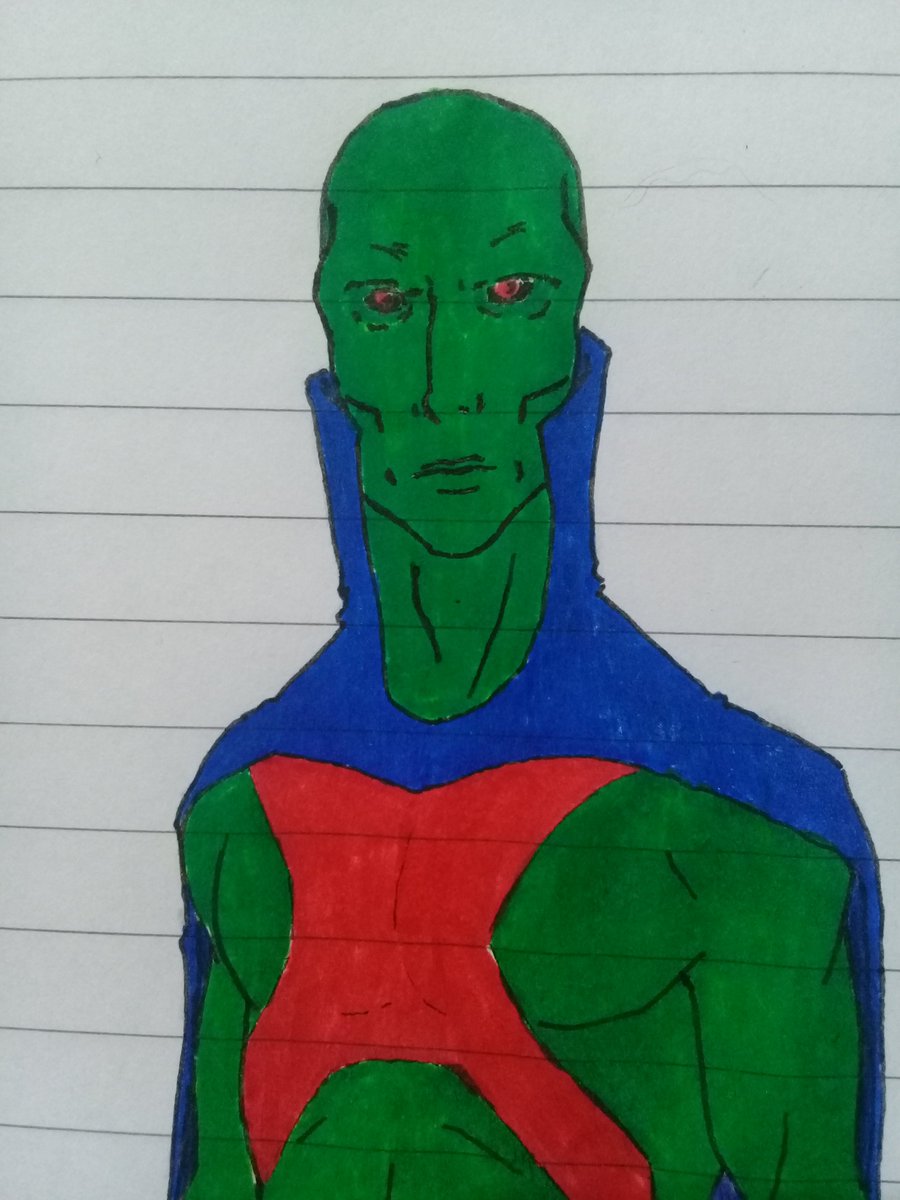 This is my drawing of the martian manhunter from the movie justice league mortal. I hope it turned out well I'm pretty rusty drawing with pencil/paper. #justiceleaguemortal #martianmanhunter #georgemiller #dccomics #fanart