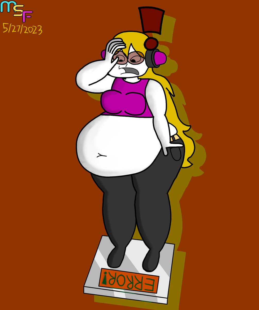 SquareMini's tweet photo. It looks like everyone's favorite rapper girl from Rhythm Heaven Fever reached an important milestone... but not where she hoped.
#mcadore #weightgain #feederism #krita #digitalart #fatgirl #rhythmheaven #nintendo #nintendoswitch https://t.co/M5VHP4NSjw