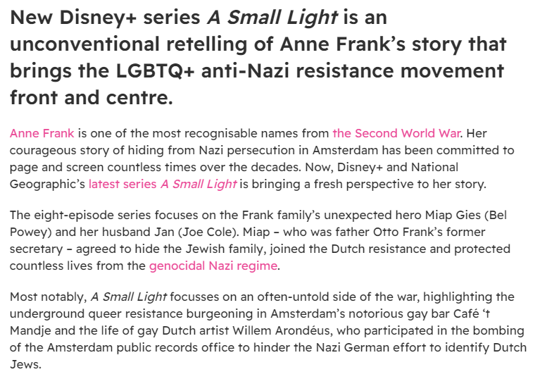 I was literally just saying we needed a retelling of Anne Frank from a genderqueer perspective.