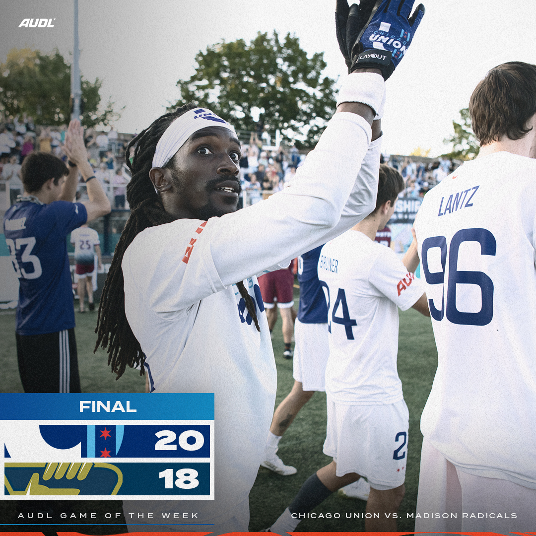 watchUFAtv's tweet photo. Chicago holds on for their first win of the season 🏙️

#AUDL2023 | #CHIvMAD https://t.co/oqfOMFMltl
