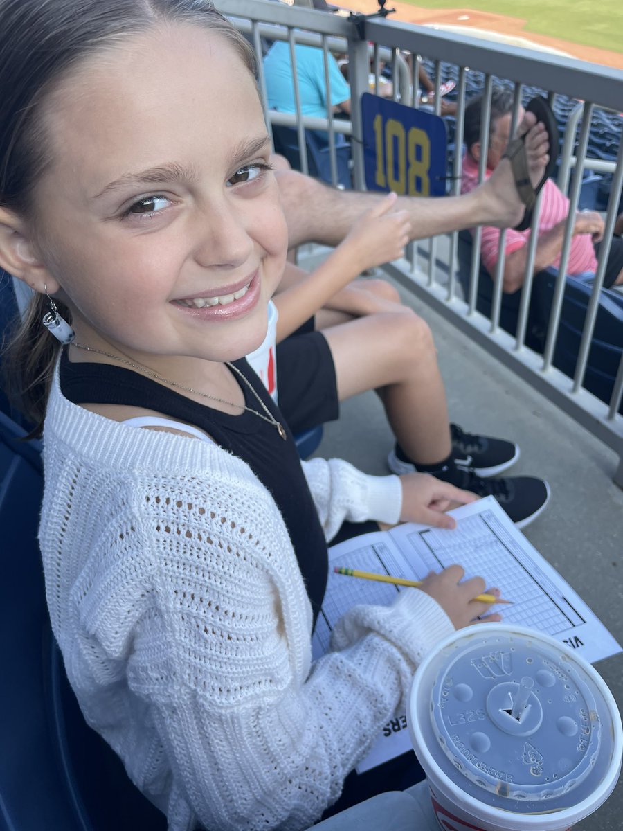 JeremyEnglandMS's tweet photo. My little girl has always liked scoring ballgames with me. And it’s a great night for @BiloxiShuckers baseball! #GoShuckers https://t.co/8z0eUyaZ5W