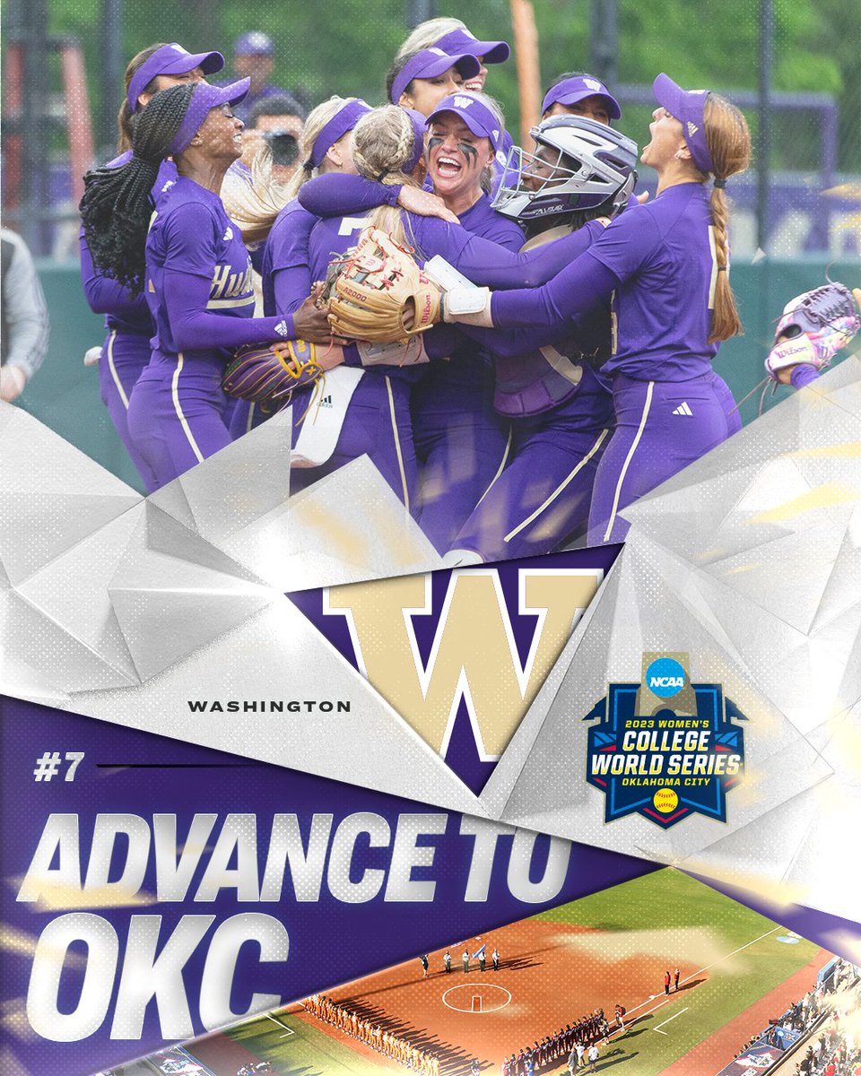 NCAASoftball's tweet photo. The Huskies are headed to the #WCWS for the 15th time!!! 🐺

(7) @UWSoftball defeats Louisiana, 2-0, to sweep the Seattle Super Regional without allowing a run!

#RoadToWCWS https://t.co/ELFqbQnLxu