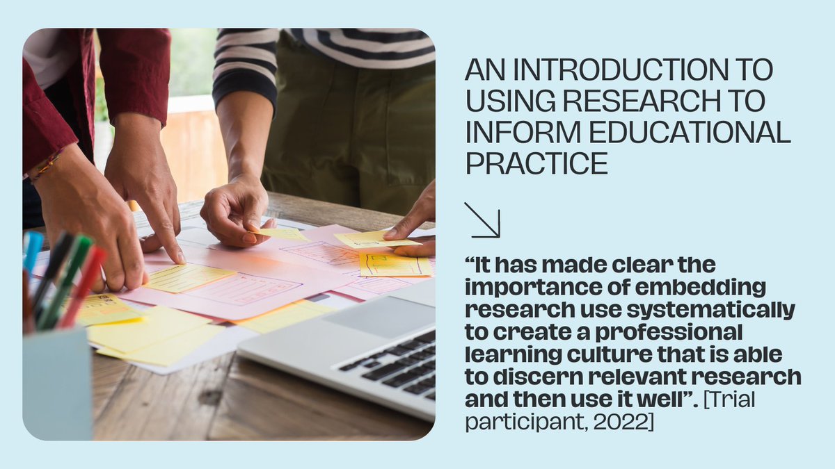 MonashEducation's tweet image. 📢 Are you a teacher, school leader, or education system actor keen to use research in your work?
Enrol in our online course 'An Introduction to using research to inform educational practice'.
@MonashQProject #UsingEvidenceBetter #QURE
 Find out more 👉 bit.ly/3IApvnN