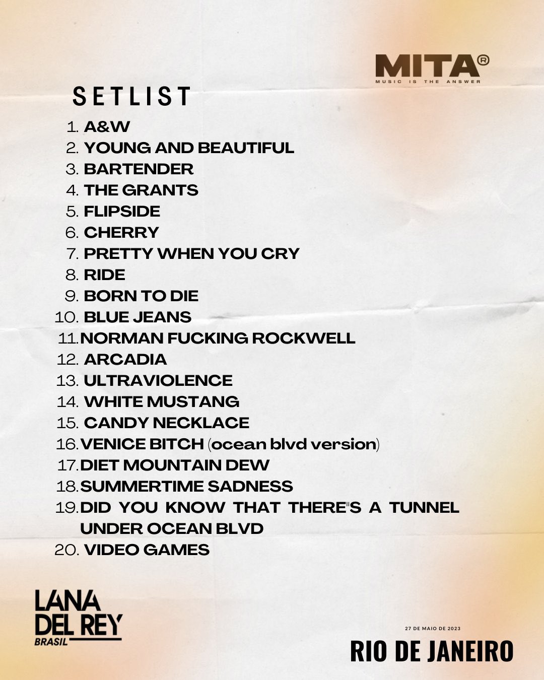 Lana Del Rey Setlist Mita 2024 Gusty Katusha