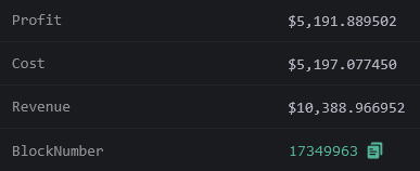 Gas fees very low. Right time to start using MEV Bot. 

#MEV 🤖 made $5,192 with a ROI of 100% from #Arbitrage , using 4 tokens ( $USDC , $ETH , $WETH , $LBR )

Build your own MEV Bot: github.com/smartestcontra…

$BTC $CAPO $BEN #nft #uniswap #crypto #JaredFromSubway #solidity #ens