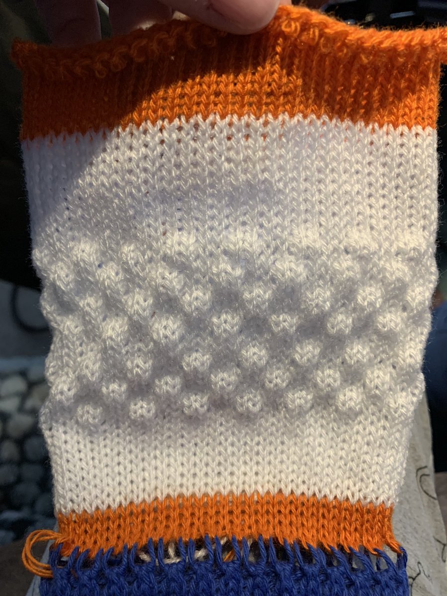 akaIronDragon's tweet photo. Today I learned the CSM bubble stitch! Here is my first attempt using waste yarn. I would have kept going for a larger sample but I messed up one of the repeats and decided that was a sign Iโd done enough. ๐
#KnittingTwitter #CircularSockMachine #Knitting https://t.co/ORqimAylzh