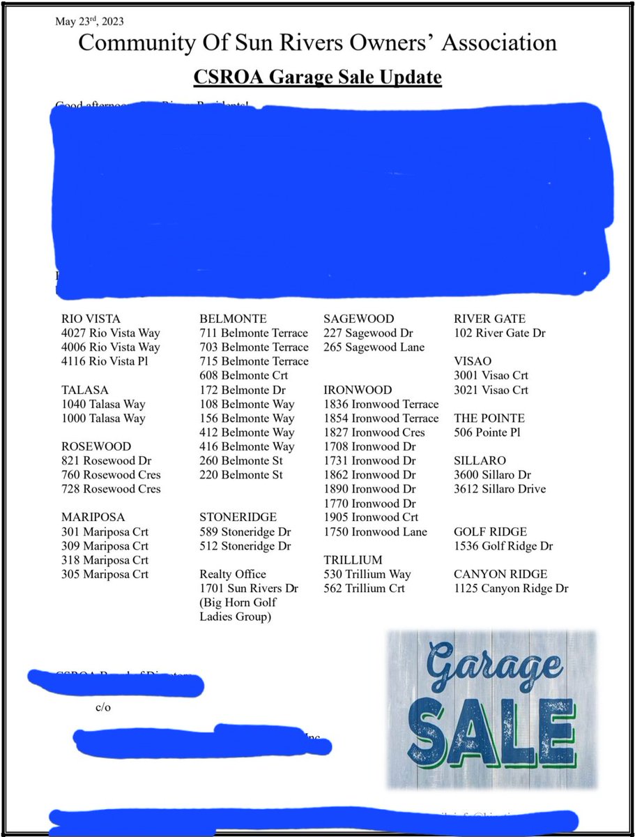 True confessions; I hate garage sales.  However, I'm going to give it another shot.  Tomorrow, Sunday May 28th, there are LOTS of garage sales throughout the Sun Rivers community.  Please come out and buy all my stuff so I don't have to cart it away.  #Kamloops #SunRivers