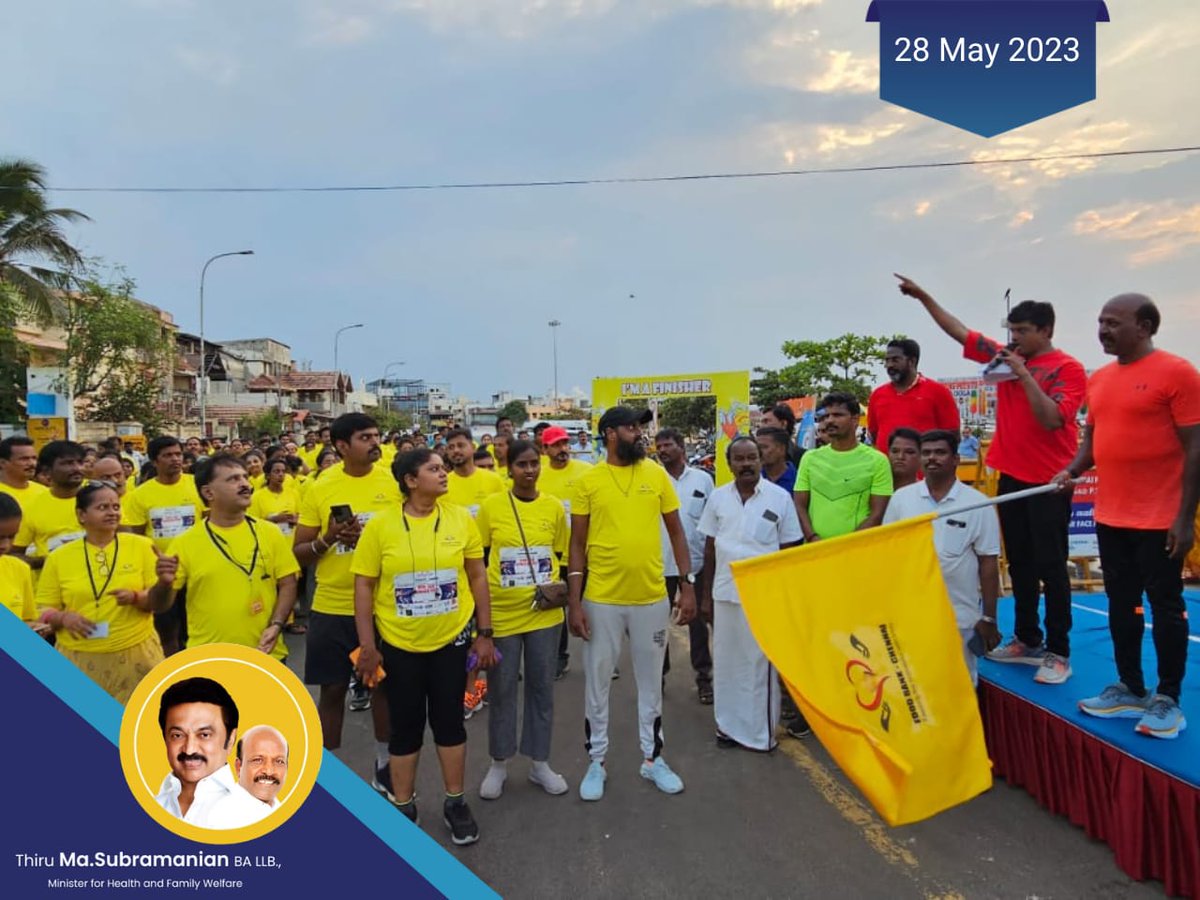 Subramanian_ma's tweet image. WORLD HUNGER DAY யை முன்னிட்டு &quot;RUN FOR HUNGER FREE&quot;  மாரத்தான் போட்டியை இன்று பெசன்ட் நகர் கடற்கரையில் தொடங்கி வைத்தோம். #Masubramanian #TNHealthminister #Worldhungerday #DMK4TN