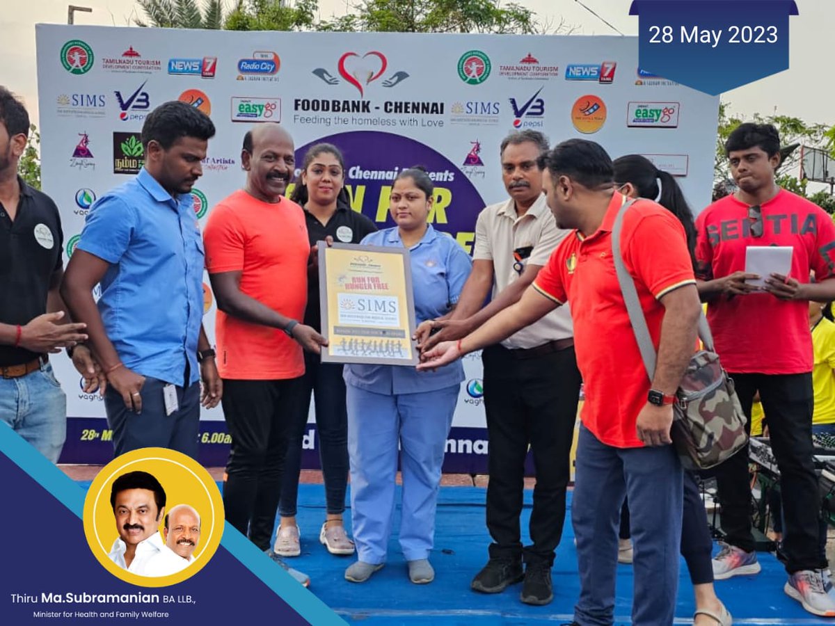 Subramanian_ma's tweet image. WORLD HUNGER DAY யை முன்னிட்டு &quot;RUN FOR HUNGER FREE&quot;  மாரத்தான் போட்டியை இன்று பெசன்ட் நகர் கடற்கரையில் தொடங்கி வைத்தோம். #Masubramanian #TNHealthminister #Worldhungerday #DMK4TN