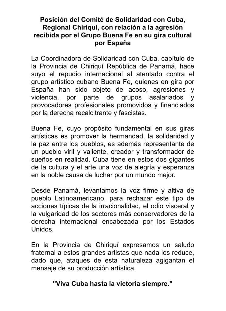 Continúan en #Panamá, los mensajes de apoyo al grupo cubano Buena Fe. #BuenaFeSomosTodos