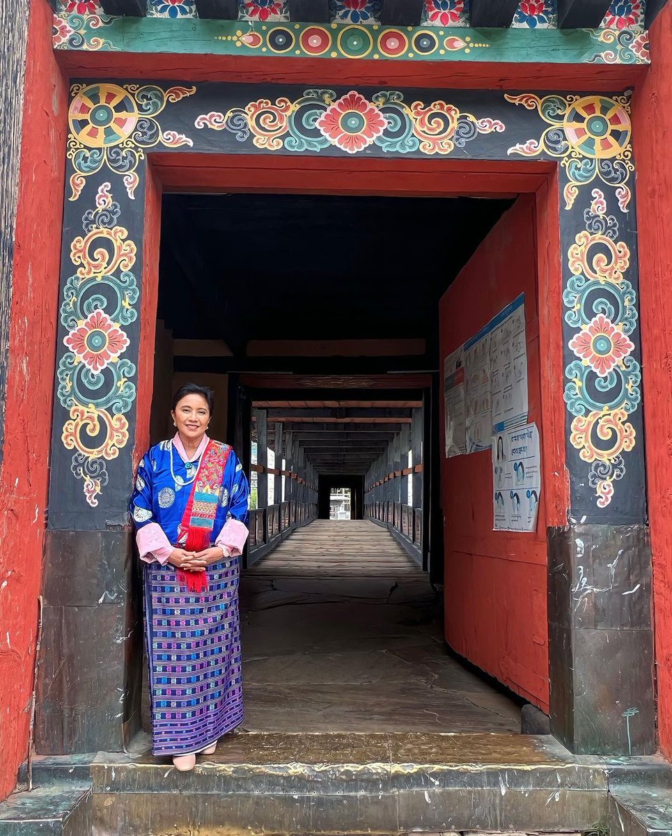 inquirerdotnet's tweet photo. LOOK: Former vice president Leni Robredo shares photos of her recent trip to Bhutan. She also shares her insights from the trip, including how the landlocked country is the only carbon-negative country in the world. | 📷: lenirobredo /IG https://t.co/M9j8A6iXUT
