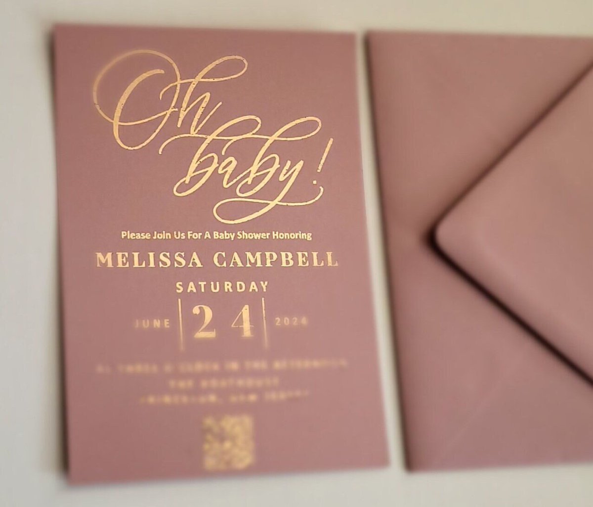 Oh Baby! Baby Shower Foil Invitations etsy.me/3OFIaSP #babyshower #flat #ohbaby #invitations #goldfoil #foilinvitations #rosegoldinvite #dustyrose #blueinvitations