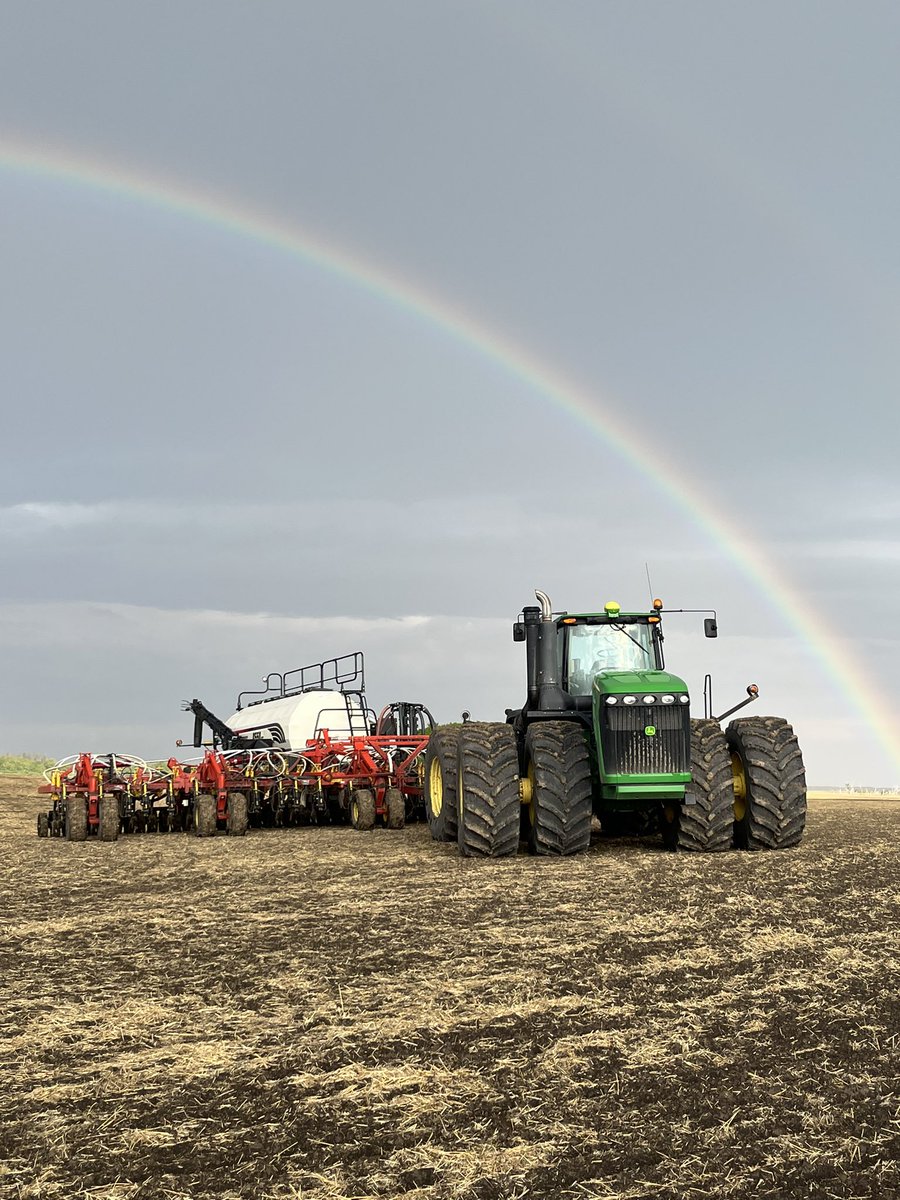 Rained out 2 nights in a row, made for a nice picture though. <a href="/JohnDeere/">John Deere USA</a> <a href="/BourgaultAg/">Bourgault Industries</a>