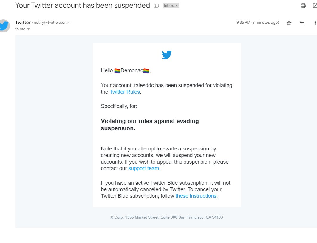 thedaggerface's tweet photo. Hmm... Demonac @talesddc  just got one of those "twitter suspended" emails, and can't post right now...

(reason? "violating rules for avoiding suspension")

So THAT's happening... https://t.co/EcKRaO0frE