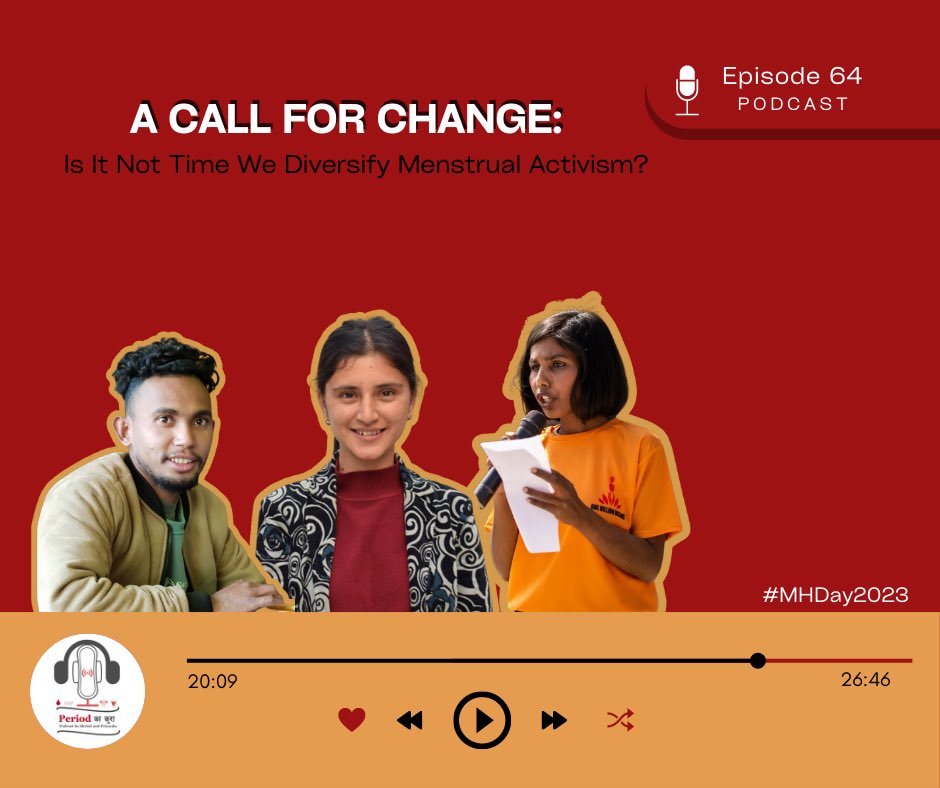 On #MHDay2023🩸listen to our new episode on menstrual rights activism, its impact, and the need for inclusivity. Hear inspiring stories from young dignified menstruation activists Pooja Bista, Lal Saran Chalaune, and Rinku Thakur. 

🎙️ Tune in now: soundcloud.com/period-ka-kura…
