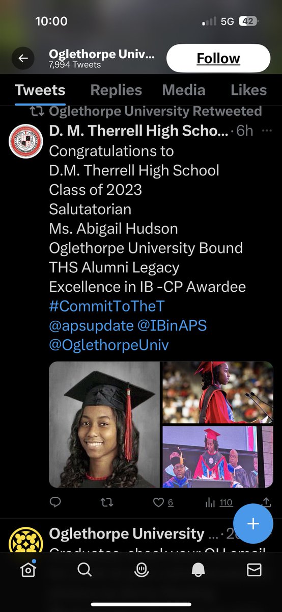 Thank you <a href="/OglethorpeUniv/">Oglethorpe University</a>  for the retweet! You are gaining an intelligent, loving, talented in the arts (both dance and visual) young lady! #commitToTheT <a href="/apsupdate/">ATL Public Schools</a>