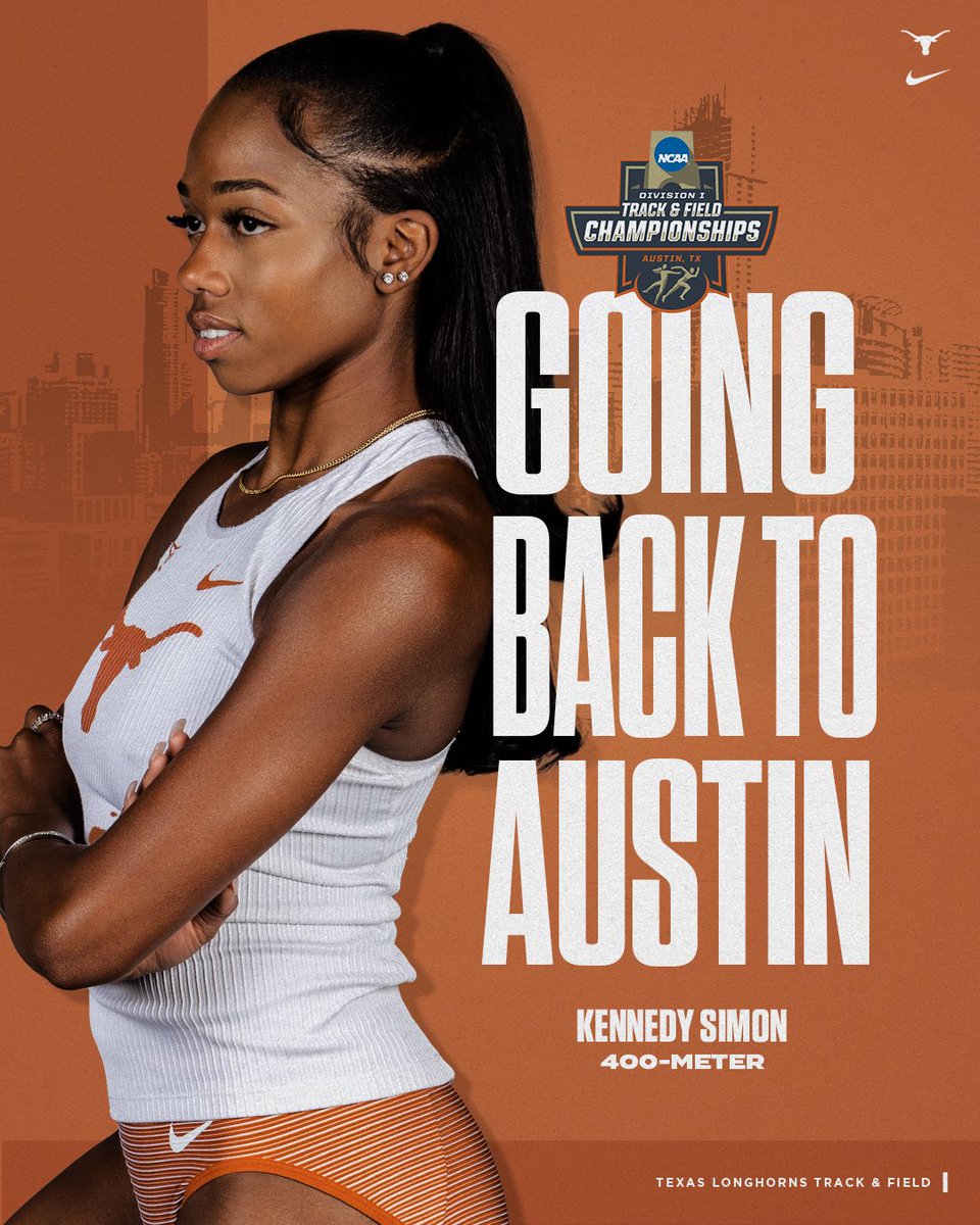 Texas T&F/XC (@texastfxc) on Twitter photo Nattys Bound 🤘
<a href="/infamous_ken_/">kennedy simon, MSF</a> advances to another NCAA Championship finishing 10th with her time of 51.17 in the 400m dash! Nattys Bound 🤘
<a href="/infamous_ken_/">kennedy simon, MSF</a> advances to another NCAA Championship finishing 10th with her time of 51.17 in the 400m dash!