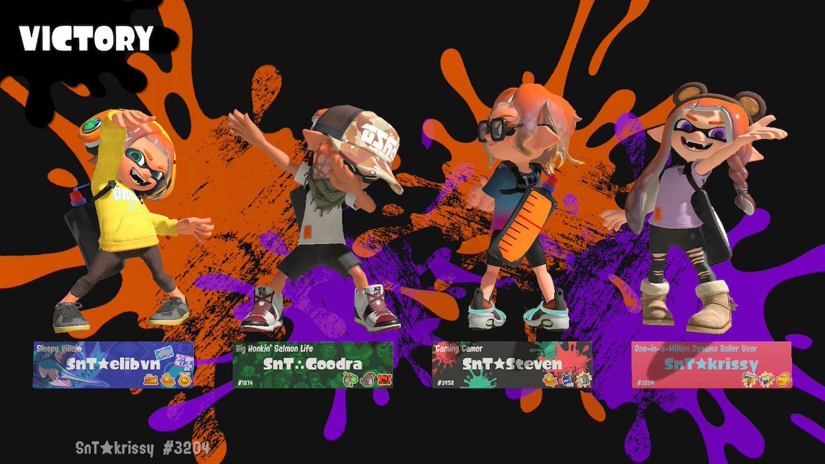 surfy people played squid junction today!

2-0 Sea Drive
0-2 MayDay! (Taro, Jade, Jisha, Umbre)
2-0 The Squidsicles
0-2 The ones who fry the rice (Bronze, Bishop, Aly, Roundy)

roster:
@cupsnakey
@Steven8287
@DairisekiMBL
@dorycoq
and thank you @elibvnspam for subbing for us!!💙