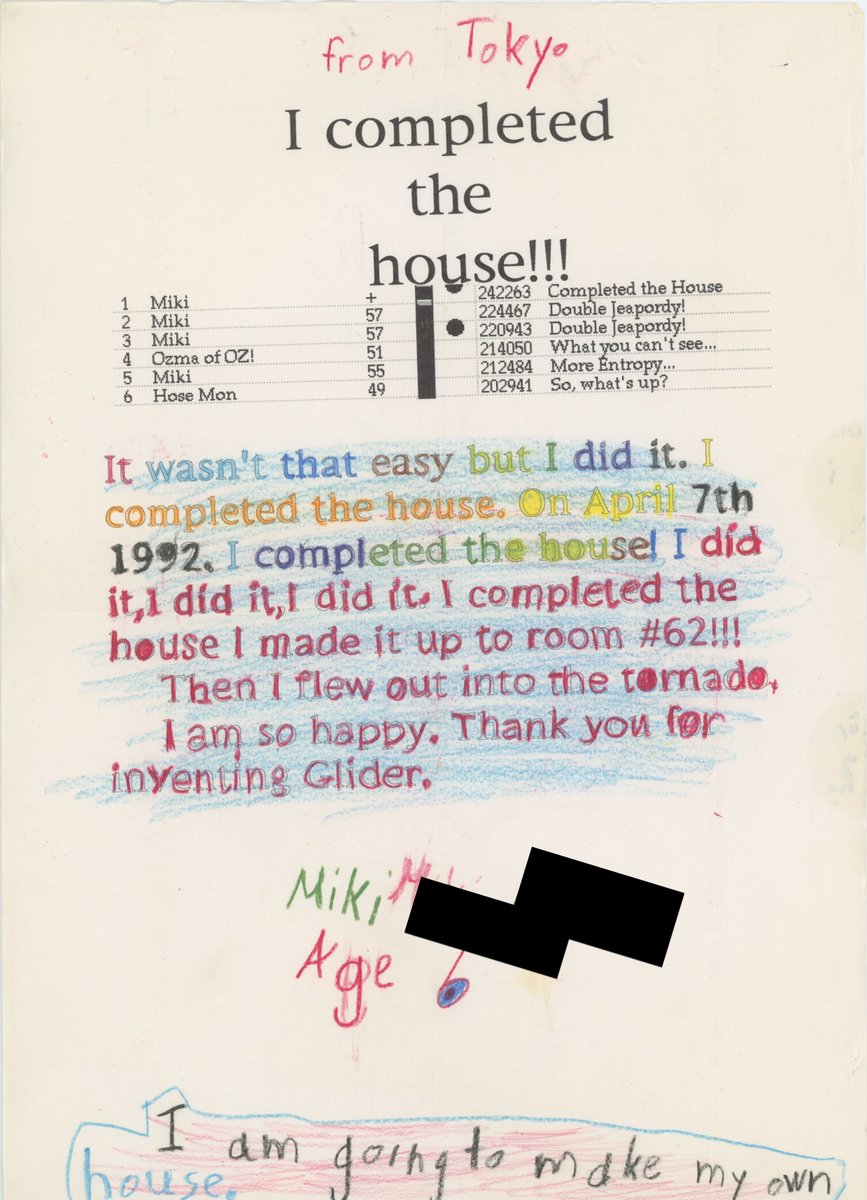 Miki, I guess you're around 36 or 37 now. Maybe have kids of your own? Still my favorite fan letter for Glider. No, thank you!