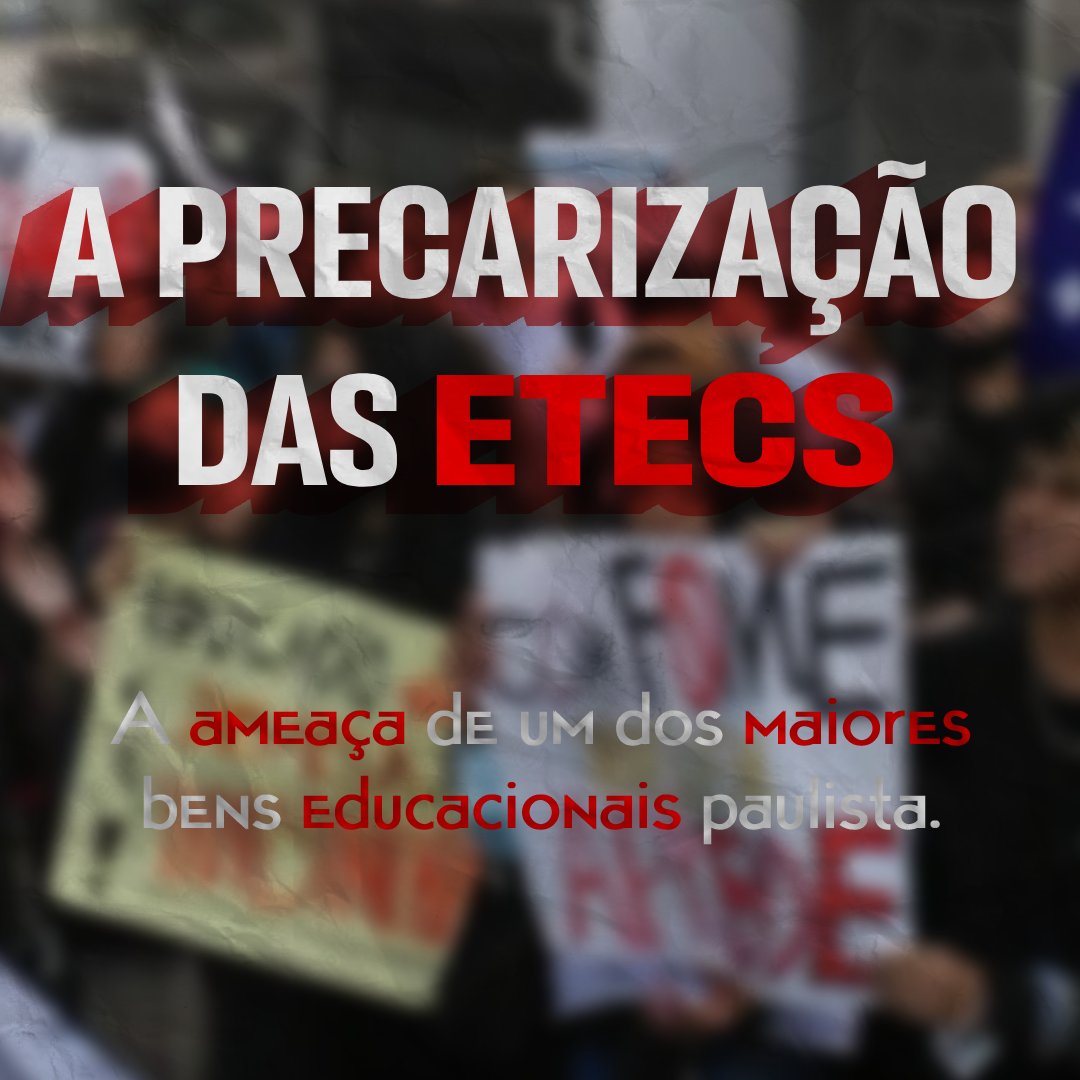 A PRECARIZAÇÃO DAS ETECs: A ameaça de um dos maiores bens educacionais paulistas. Se quiser pegar aí segue o fio🧶

• As ETECs que por tempos foram as meninas dos olhos de ouro para os governos paulistas, hoje estão cada vez mais defasadas.