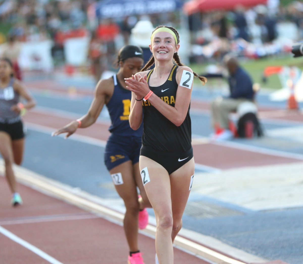 Sadie Engelhardt of Ventura becomes the second girl in California State Meet history to win both the 1600 and 800 as she ran 2:07.22