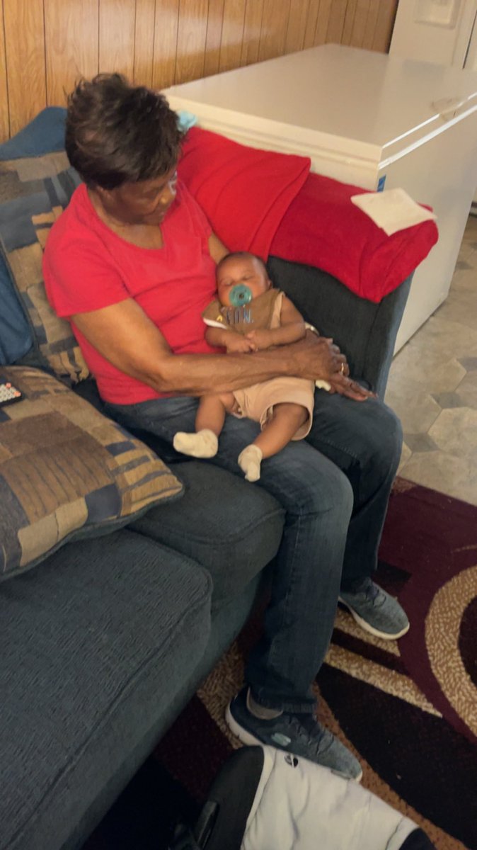 My grandma 86. She held my baby all day while I ate and took a Nap