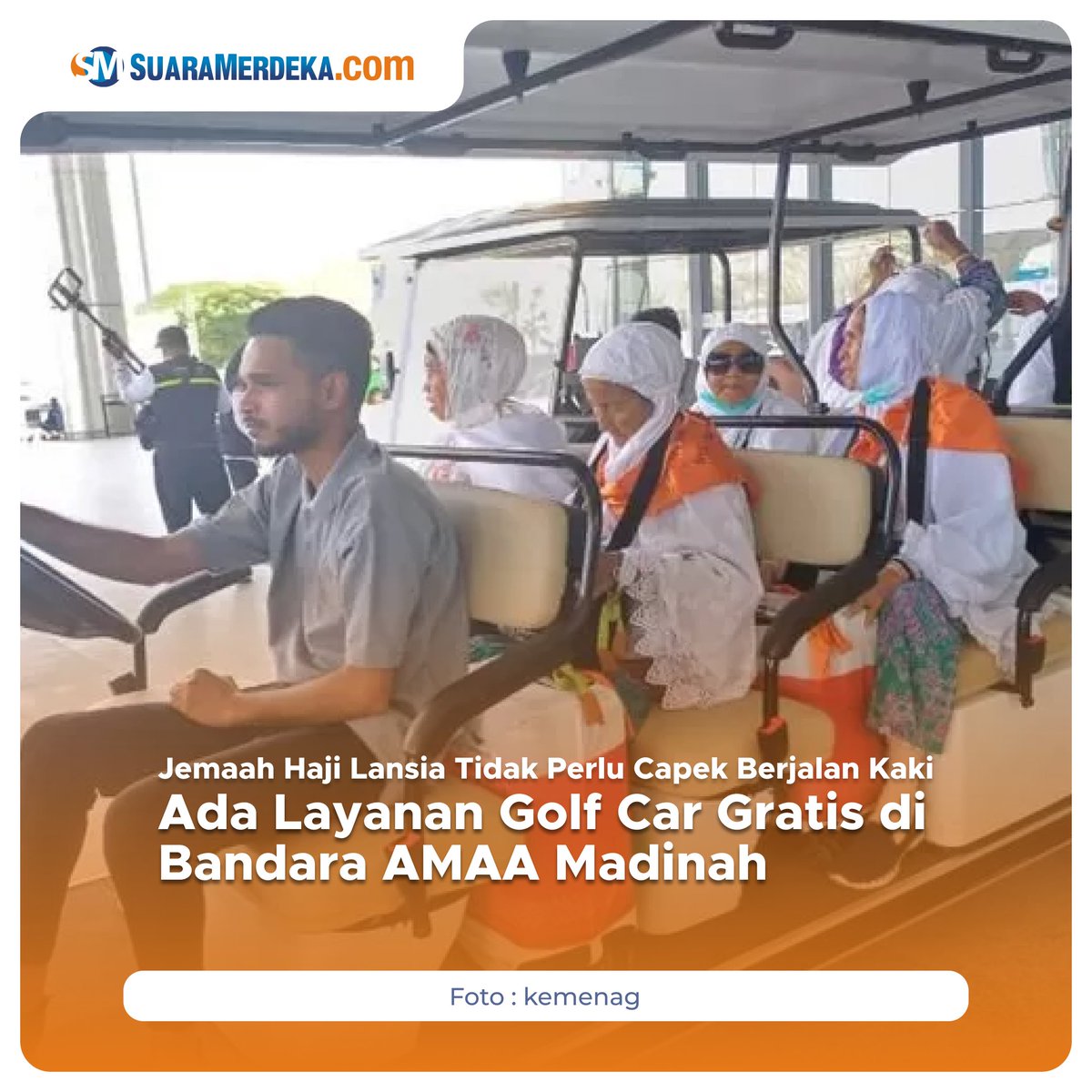 Para jemaah haji lansia (lanjut usia) nggak perlu khawatir saat tiba di Bandara Amir Mohammed bin Abdul Aziz (AMAA) Madinah.

suaramerdeka.com/haji-2023/0489…

#jemaahhaji #hajiindonesia #haji2023 #musimhaji2023 #lansia #golfcar #gratis #bandara #fasilitas #madinah