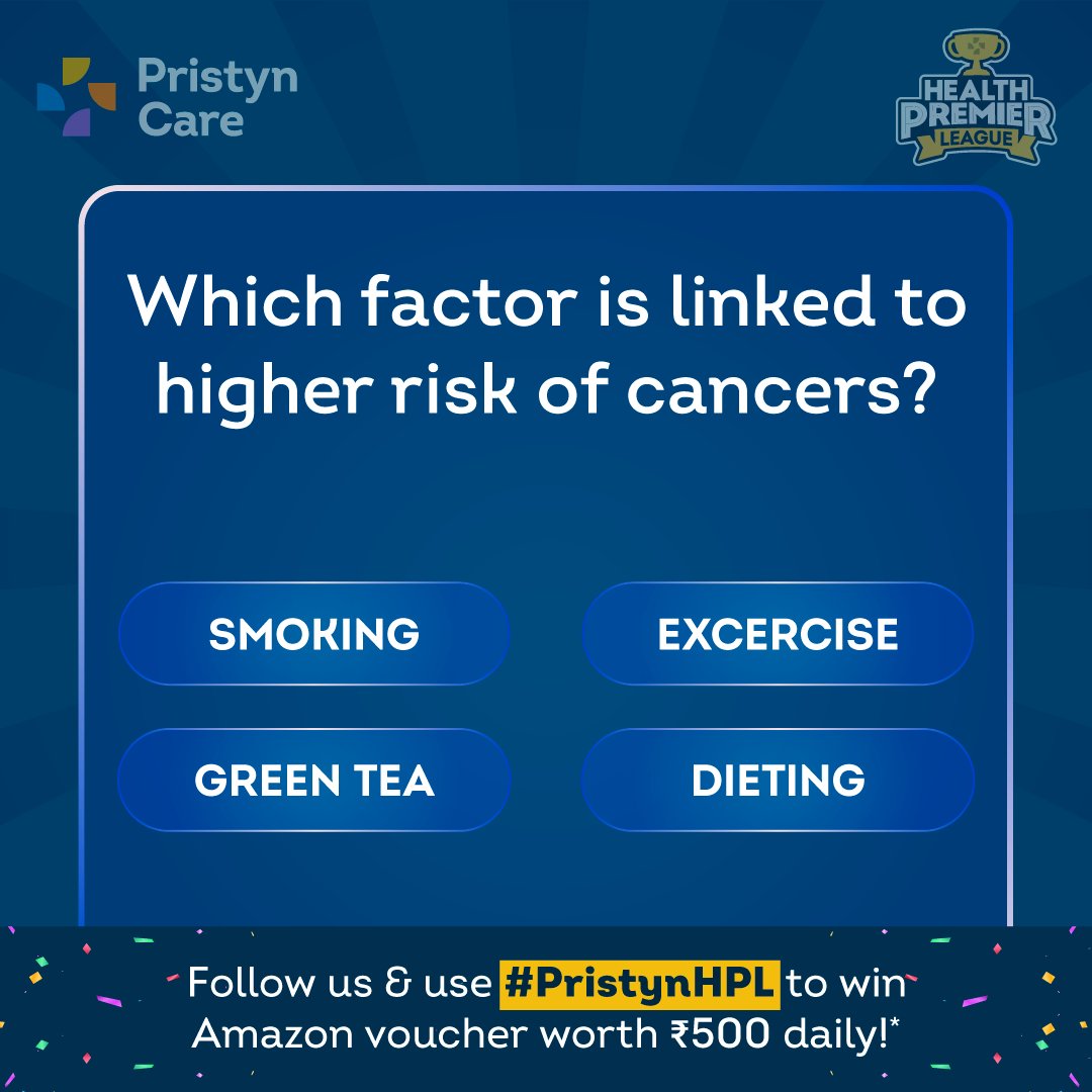 Today's question for Health Premier League is here!  Follow us to participate.              

#healthyrewards #contestalert #giveaway #giveawayindia #instacontest #contestprep #contestalert #contest #contestindia #playandwin #play #instagame #instacontestalert #player