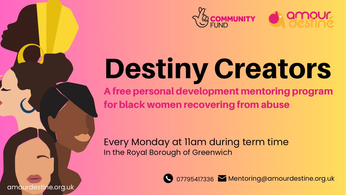 A reminder to those registered for our next 6 month #DestinyCreators Mentoring Programme, starts next week

We can’t wait to start creating destiny with our new sisters☀️with thanks to @tnlcommunityfund for making it possible & helping us to continue this programme since 2020💛🙏🏾
