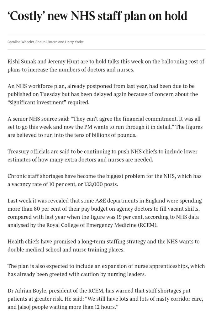 🚨 NHS workforce plan delayed again as new analysis reveals some A&E departments are spending 80% of their wage bills on costly locum doctors to fill staffing gaps: