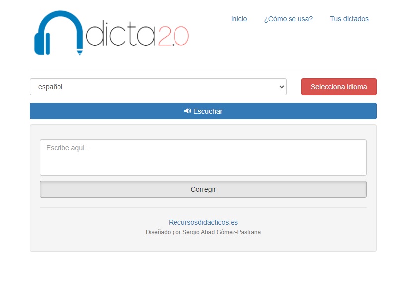 Aquí tenéis una página muy útil para hacer dictados en varios idiomas. 🙂
Haciendo clic en "escuchar" podrás oír una frase que tendrás que escribir en el campo de texto y después la herramienta te lo corregirá. 
Esperamos que os guste. 😊
recursosdidacticos.es/dictados/index…