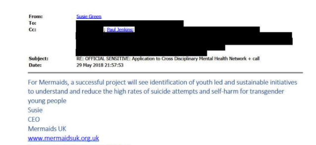 kevsclimatecol's tweet photo. Susie Green sees an amatuer youth led project as the solution to the high rates of attempted suicide and self harm in "transgender young people", rather than professional support from CAMHS or otherwise. https://t.co/YpuenbA6zS