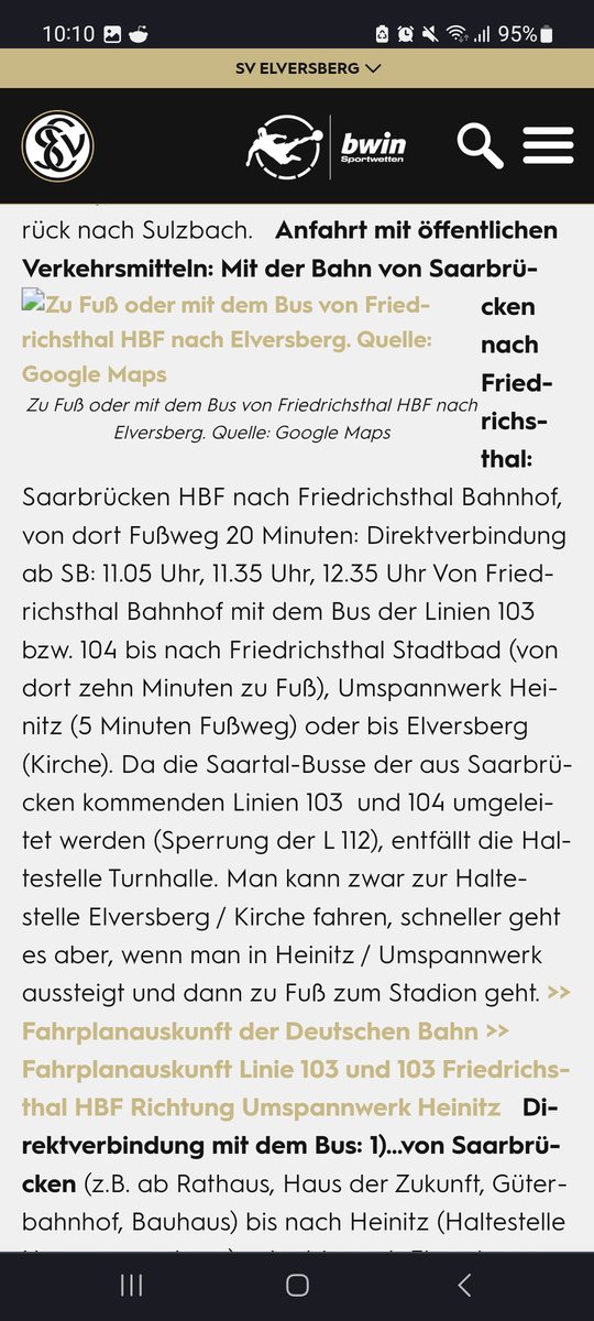 Ach chillig. Elversberg hat weder Parkplätze fürs Stadion, noch eine eigene Zugstation. Für Anreise mit ÖPNV muss man von NRW aus nach Saarbrücken mit dem Zug, dann nach Friedrichsthal mit dem Zug und dann nur noch ZWEIMAL mit dem Bus umsteigen. Infrastrukturelle Masterclass #S04